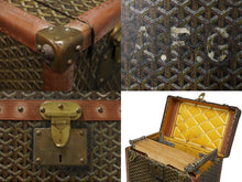 画像をギャラリービューアに読み込む, GOYARD ゴヤール アルモワール トランクケース トラベル ヘリンボーン柄 ブラウン ブラック ゴールド金具 中古 62848