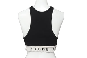 CELINE セリーヌ タンクトップ ノースリーブ アスリートブラ 2A68L372N クルーネック ブラック ホワイト S 美品 中古 62888