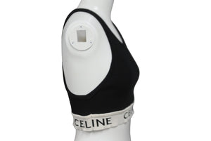 CELINE セリーヌ タンクトップ ノースリーブ アスリートブラ 2A68L372N クルーネック ブラック ホワイト S 美品 中古 62888