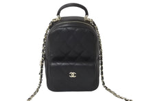 画像をギャラリービューアに読み込む, 新品未使用 23年完売 CHANEL シャネル ミニリュック AP3753 チェーン ココマーク ブラック キャビアスキン ゴールド金具 中古 62917