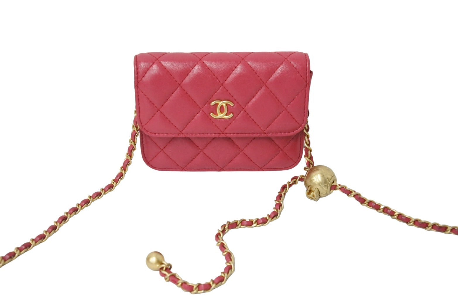 CHANEL シャネル チェーンミニショルダーバッグ ココボール 30番台 ラムスキン ピンク ゴールド金具 美品 中古 62926 –  Casanova Vintage