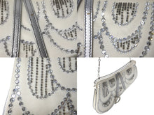 画像をギャラリービューアに読み込む, Christian Dior クリスチャンディオール ハンドバッグ ビーズ 09BM-1003 2003年 ガリアーノ シルク ホワイト シルバー金具 中古 62929