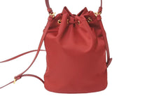 Load image into Gallery viewer, 極美品 PRADA プラダ ハンドバッグ 2WAY トライアングルロゴ ナイロン ネ レッド 巾着 1BH038 中古 62931