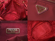 Load image into Gallery viewer, 極美品 PRADA プラダ ハンドバッグ 2WAY トライアングルロゴ ナイロン ネ レッド 巾着 1BH038 中古 62931