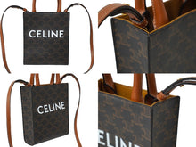 Load image into Gallery viewer, 極美品 CELINE セリーヌ ショルダーバッグ ミニ バーティカル トリオンフ キャンバス ブラウン 194372BZK.04LU ロゴプリント 中古 62934