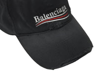 画像をギャラリービューアに読み込む, 未使用 BALENCIAGA バレンシアガ POLITICAL DESTROYED キャップ 661884 410B2 コットン ブラック 中古 62937