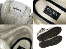 画像をギャラリービューアに読み込む, CHANEL シャネル ファブリック レザー ハイカットスニーカー サイズ41 G38804 Y55747 K3966 ホワイト ネイビー 良品 中古 62953