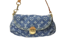 画像をギャラリービューアに読み込む, LOUIS VUITTON ルイヴィトン ハンドバッグ モノグラムデニム ミニプリーティ ブルー ゴールド金具 M95050 美品 中古 62957