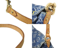 画像をギャラリービューアに読み込む, LOUIS VUITTON ルイヴィトン ハンドバッグ モノグラムデニム ミニプリーティ ブルー ゴールド金具 M95050 美品 中古 62957