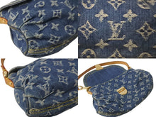 画像をギャラリービューアに読み込む, LOUIS VUITTON ルイヴィトン ハンドバッグ モノグラムデニム ミニプリーティ ブルー ゴールド金具 M95050 美品 中古 62957