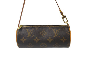 LOUIS VUITTON ルイヴィトン パピヨンポーチ モノグラム ブラウン ゴールド金具 美品 中古 62969