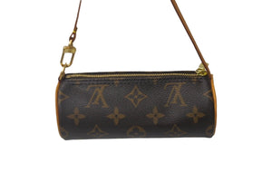 LOUIS VUITTON ルイヴィトン パピヨンポーチ モノグラム ブラウン ゴールド金具 美品 中古 62969