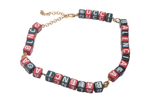 Very good condition GUCCI Gucci Balenciaga collaboration symbol necklace 677088I12R2 red green gold hardware used 62972