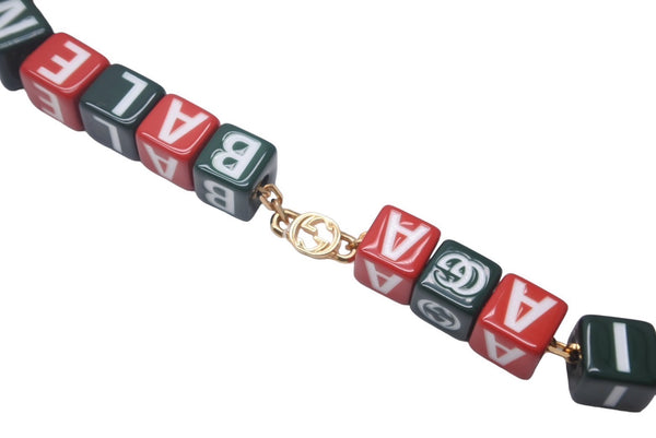 Very good condition GUCCI Gucci Balenciaga collaboration symbol necklace 677088I12R2 red green gold hardware used 62972