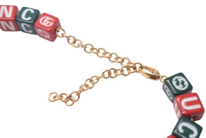 Very good condition GUCCI Gucci Balenciaga collaboration symbol necklace 677088I12R2 red green gold hardware used 62972