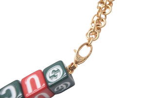 Very good condition GUCCI Gucci Balenciaga collaboration symbol necklace 677088I12R2 red green gold hardware used 62972
