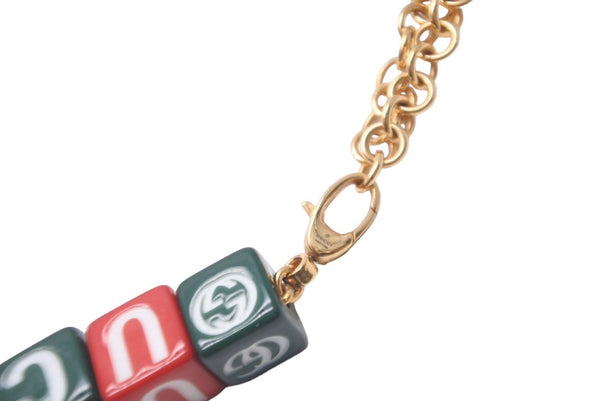 Very good condition GUCCI Gucci Balenciaga collaboration symbol necklace 677088I12R2 red green gold hardware used 62972