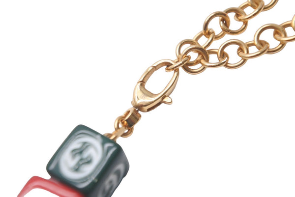 Very good condition GUCCI Gucci Balenciaga collaboration symbol necklace 677088I12R2 red green gold hardware used 62972