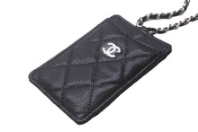 Load image into Gallery viewer, 新品未使用品 CHANEL シャネル キャビアスキン カードケース チェーン付き ココマーク ブラック シルバー金具 黒 30番台 中古 62976