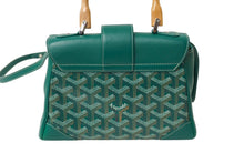 画像をギャラリービューアに読み込む, 極美品 GOYARD ゴヤール サイゴンミニソフトバッグ 2WAYハンドバッグ トップハンドル グリーン シルバー金具 中古 62979