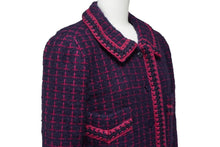 画像をギャラリービューアに読み込む, 極美品 CHANEL シャネル ロングコート P16301V09189 00Aモデル サイズ36 ウール アルパカ ネイビー ピンク 中古 62994