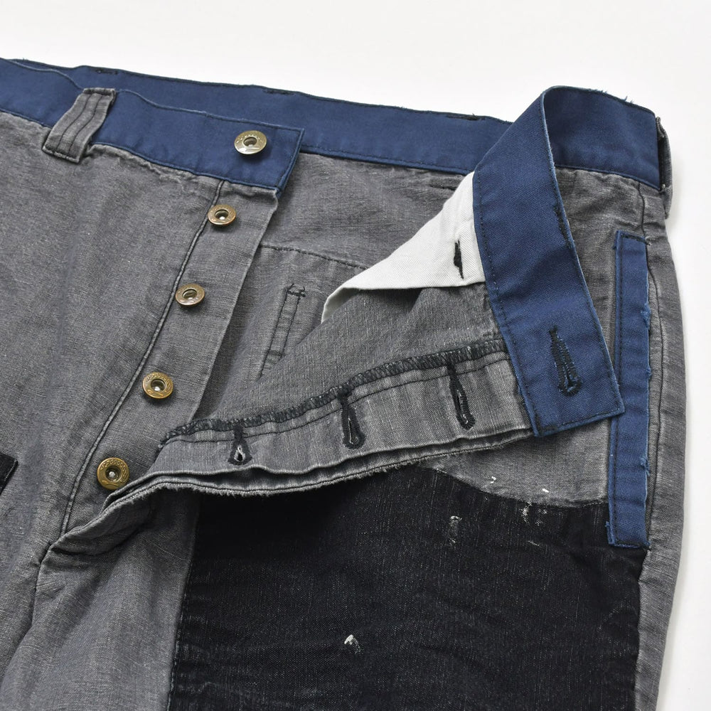 SWJP ショーンウェザースプーン デザイン Japanese Patchwork Pants PT-01 デニム生地 インディゴ ブラック グレー 野良着 リメイク ゴールド金具 美品 中古 4a006300