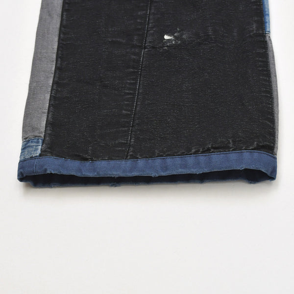 SWJP ショーンウェザースプーン デザイン Japanese Patchwork Pants PT-01 デニム生地 インディゴ ブラック グレー 野良着 リメイク ゴールド金具 美品 中古 4a006300