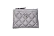 画像をギャラリービューアに読み込む, 極美品 CHANEL シャネル カードケース ココマーク AP0219 24番台 キャビアスキン シルバー 中古 63001