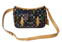 画像をギャラリービューアに読み込む, LOUIS VUITTON ルイヴィトン ショルダーバッグ M40052 ロッジGM 村上隆 ノアール ブラック マルチカラー ゴールド金具 美品 中古 63003