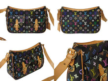 画像をギャラリービューアに読み込む, LOUIS VUITTON ルイヴィトン ショルダーバッグ M40052 ロッジGM 村上隆 ノアール ブラック マルチカラー ゴールド金具 美品 中古 63003