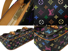 画像をギャラリービューアに読み込む, LOUIS VUITTON ルイヴィトン ショルダーバッグ M40052 ロッジGM 村上隆 ノアール ブラック マルチカラー ゴールド金具 美品 中古 63003