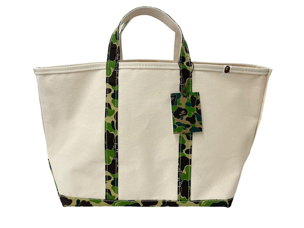 新品未使用品 SAINT MICHAEL BAPE ベイプ トートバッグ L SM-YS8-0000-C34 24SS ベージュ グリーン コットン 中古 63010