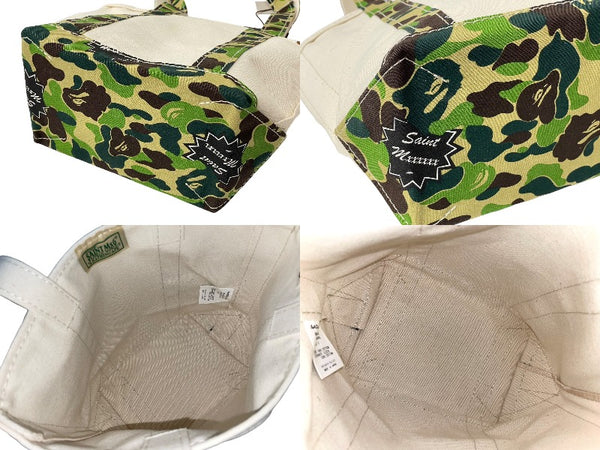 New and unused item SAINT MICHAEL BAPE Tote bag S SM-YS8-0000-C32 24SS Beige Green Cotton Used 63011 Genuine item