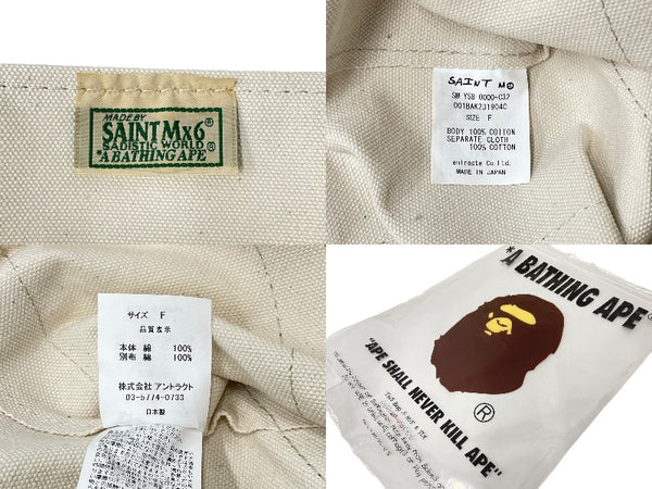 New and unused item SAINT MICHAEL BAPE Tote bag S SM-YS8-0000-C32 24SS Beige Green Cotton Used 63011 Genuine item