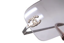 画像をギャラリービューアに読み込む, CHANEL シャネル ラインストーン ココマーク サングラス シルバー クリア リムレス アイウェア 62☐17 4017 美品 中古 63013