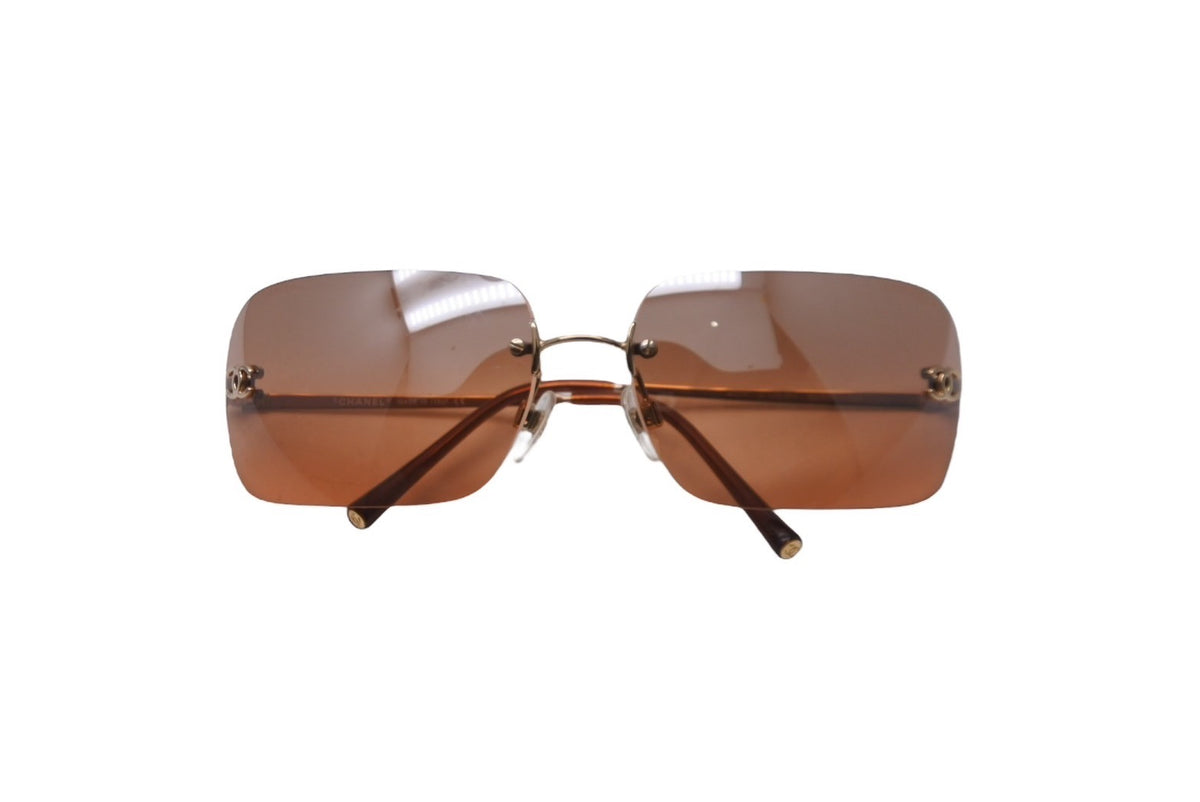 極美品 CHANEL シャネル ココマーク サングラス リムレス ブラウン