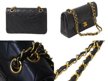 Load image into Gallery viewer, CHANEL シャネル Wフラップ マトラッセ チェーン ショルダーバッグ 23cm 2番台 ラムスキン ブラック ゴールド金具 美品 中古 63028