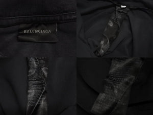 極美品 BALENCIAGA バレンシアガ TAPE TYPEＴシャツ サイズXL 739784TOVA91055 ブラック コットン プリント ロゴ 中古 63082