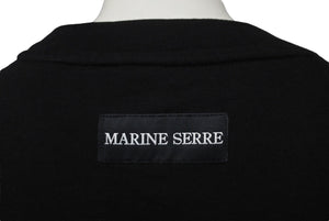 極美品 MARINE SERRE マリーンセル Crescent Moon 半袖Ｔシャツ サイズXXL ブラック コットン 刺繍 ブランドロゴ 中古 63084