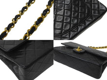 画像をギャラリービューアに読み込む, 極美品 CHANEL シャネル チェーンショルダーバッグ Wフラップ マトラッセ25 ラムスキン 1番台 ブラック ゴールド金具 中古 63106