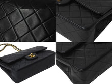 Load image into Gallery viewer, CHANEL シャネル Wフラップ マトラッセ チェーン ショルダーバッグ 23cm 2番台 ラムスキン ブラック ゴールド金具 美品 中古 63126