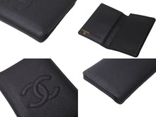 画像をギャラリービューアに読み込む, CHANEL シャネル 二つ折り カードケース パスケース ココマーク 8番台 ブラック 黒 キャビアスキン 美品 中古 63128