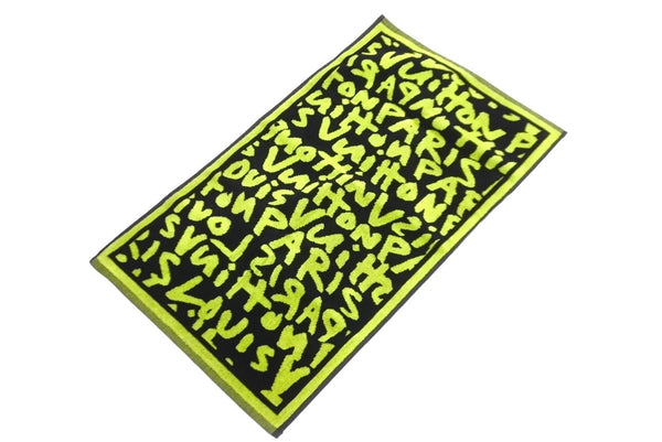 Very Good Condition LOUIS VUITTON Graffiti Sports Towel Green Used 63146