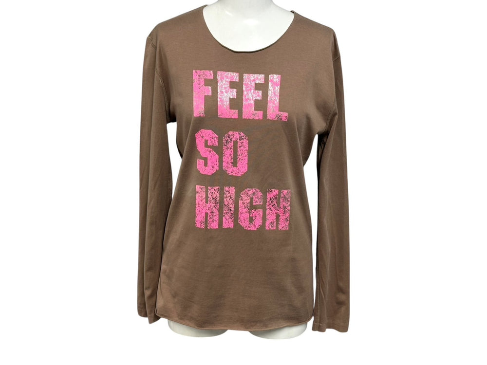 Lucien Pellat-Finet Lucien Pellat-Finet Long Sleeve Cut and Sew T-shirt Size S Brown Pink Print FEEL SO HIGH Good Condition Used 4b006318