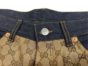 極美品 GUCCI×PALACE グッチ ×パレス GG-P Pattern Baggy Jeans GGスプリームキャンバス 723927 XDCAP サイズ30 ブルー 中古 63191