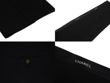 画像をギャラリービューアに読み込む, CHANEL シャネル 紙タグ サイドライン ロゴ ワイドパンツ ウール P05760 ココマークボタン ブラック 美品 中古 63192