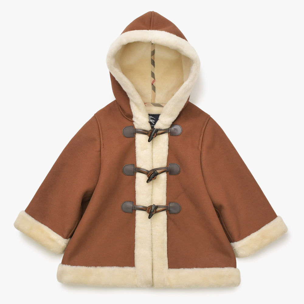 極美品 BURBERRY バーバリー キッズムートンジャケット BN656 日本製 ポリエステル アクリル ブラウン アイボリー 中古 4a006320