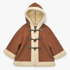 極美品 BURBERRY バーバリー キッズムートンジャケット BN656 日本製 ポリエステル アクリル ブラウン アイボリー 中古 4a006320
