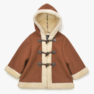 極美品 BURBERRY バーバリー キッズムートンジャケット BN656 日本製 ポリエステル アクリル ブラウン アイボリー 中古 4a006320