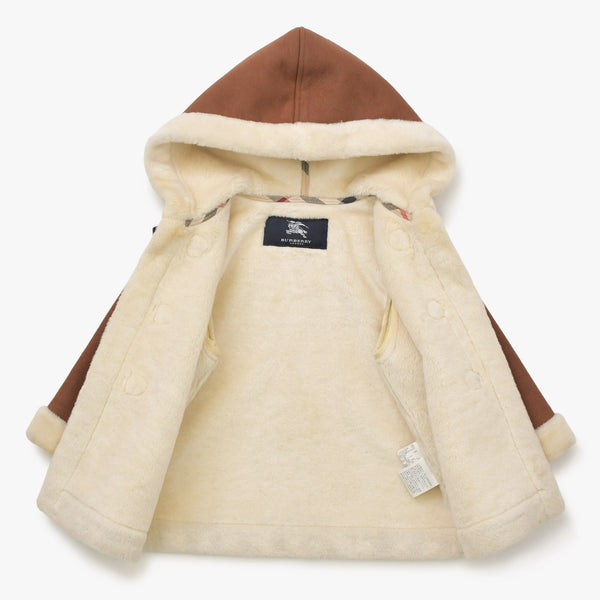 極美品 BURBERRY バーバリー キッズムートンジャケット BN656 日本製 ポリエステル アクリル ブラウン アイボリー 中古 4a006320
